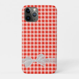 Capa Para iPhone 11 Pro arco em gingham vermelho e branco
