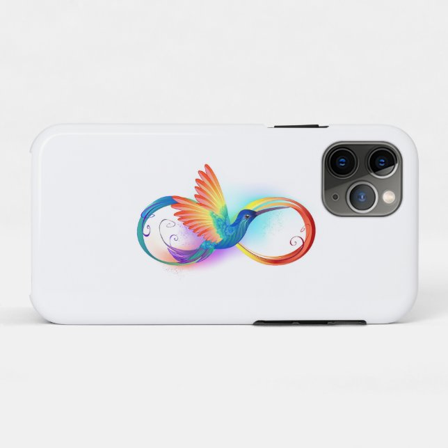 Capa Para iPhone 11 Pro Arco-íris Hummingbird com símbolo Infinito (Verso (horizontal))