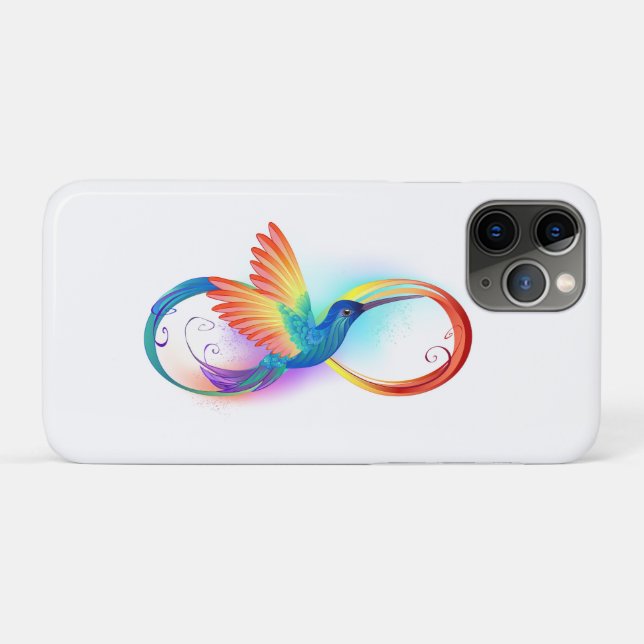 Capa Para iPhone 11 Pro Arco-íris Hummingbird com símbolo Infinito (Verso (horizontal))