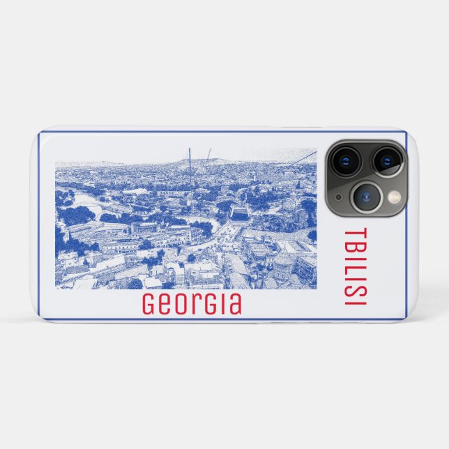 Capa Para iPhone 11 Pro Arquitetura de rua Tbilisi Georgia Cityscape (Verso (horizontal))