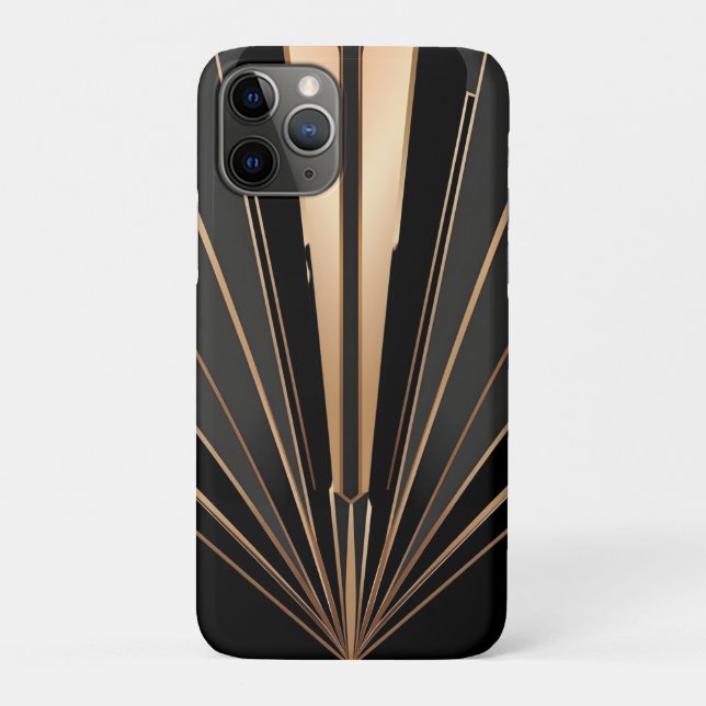 Capa Para iPhone 11 Pro Art Deco Gold Fan Geometric Elegance (Verso)
