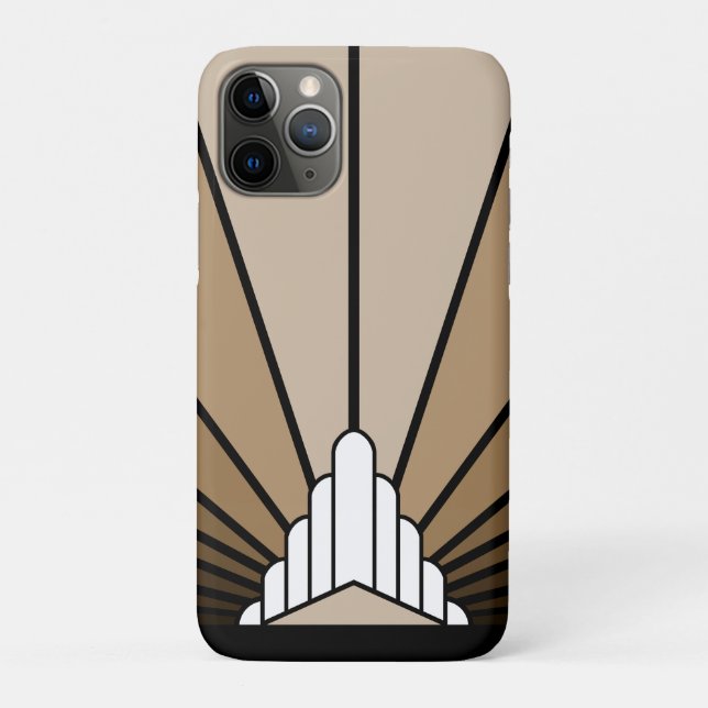 Capa Para iPhone 11 Pro Art deco sun em bronzeado (Verso)