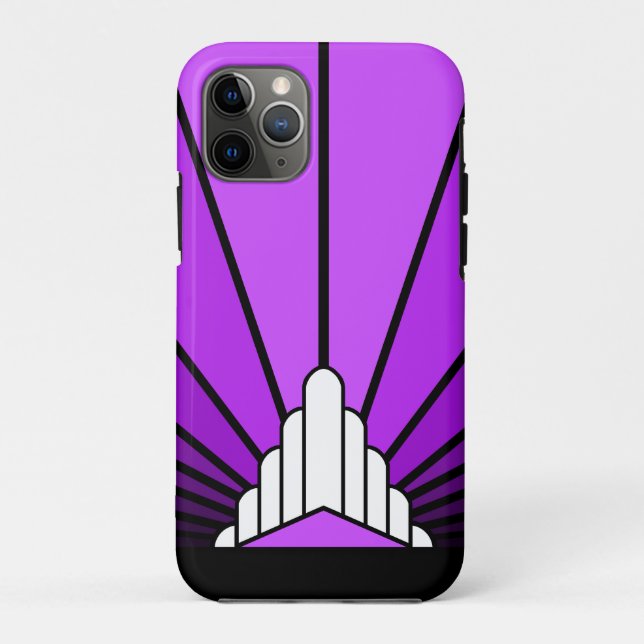 Capa Para iPhone 11 Pro Art deco sun em roxo (Verso)