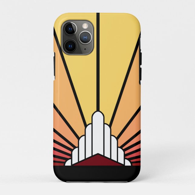 Capa Para iPhone 11 Pro Art deco sun no amanhecer (Verso)