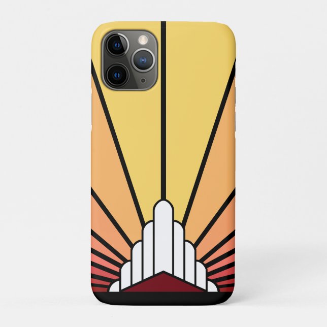 Capa Para iPhone 11 Pro Art deco sun no amanhecer (Verso)