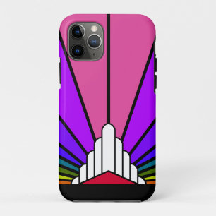 Capa Para iPhone 11 Pro Art deco sun no arco-íris