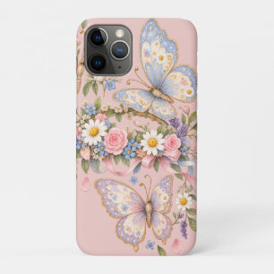 Capa Para iPhone 11 Pro Arte Adorável de Borboleta Pastel 
