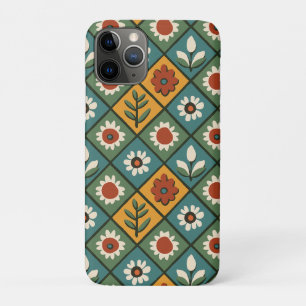 Capa Para iPhone 11 Pro Arte Azulejo Floral Africana
