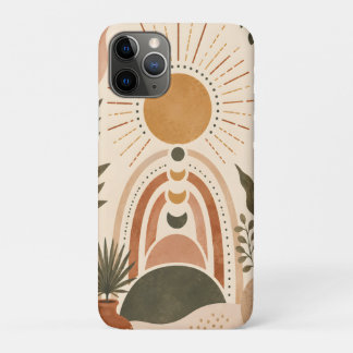 Capa Para iPhone 11 Pro Arte Botânica e Sol Boho