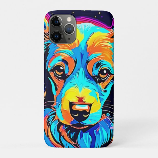 Capa Para iPhone 11 Pro Arte Canina Pop de Cor Elétrica (Verso)