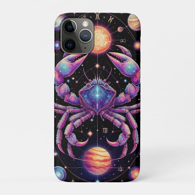 Capa Para iPhone 11 Pro Arte Celestial do Zodíaco com Câncer Cósmico (Verso)