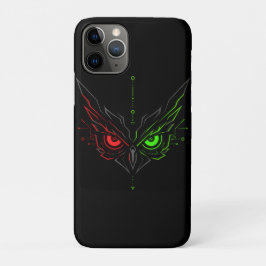 Capa Para iPhone 11 Pro Arte Cibernético Tribal de Coruja do Mal Neon