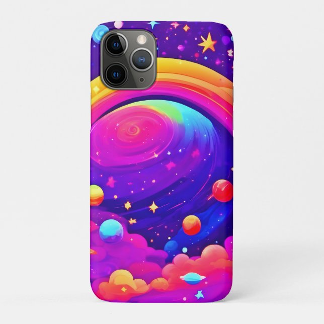 Capa Para iPhone 11 Pro Arte Cósmica do Planeta Arco-Íris (Verso)