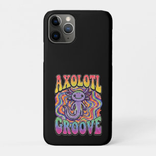 Capa Para iPhone 11 Pro Arte de Chuva de Cores Retro Groovy Hippie Axolote
