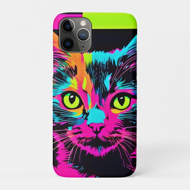 Capa Para iPhone 11 Pro Arte de Gatinho Cyberpunk (Verso)