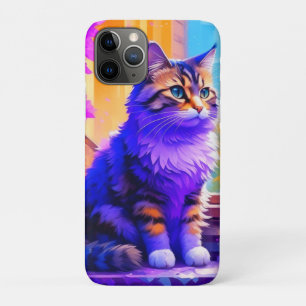 Capa Para iPhone 11 Pro Arte de IA de Gato Fofo Sentado na Janela