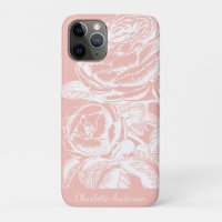 Arte de Linha Floral Cor-de-Rosa Esbranquiçada Per
