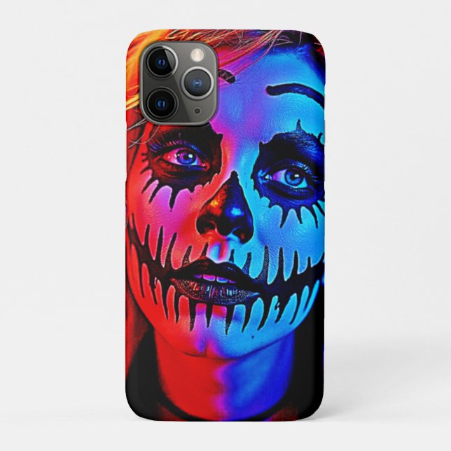 Capa Para iPhone 11 Pro Arte de Makeup do Halloween Vibrant (Verso)
