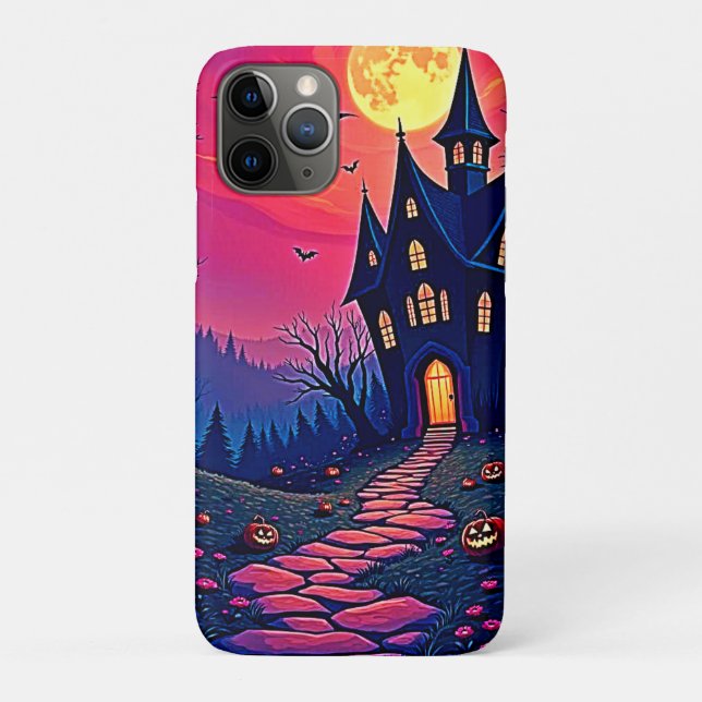 Capa Para iPhone 11 Pro Arte de Mansão Assombrada de Halloween Spooky (Verso)