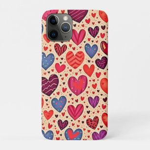 Capa Para iPhone 11 Pro Arte de Padrão Coração de Amor Sem Olhos