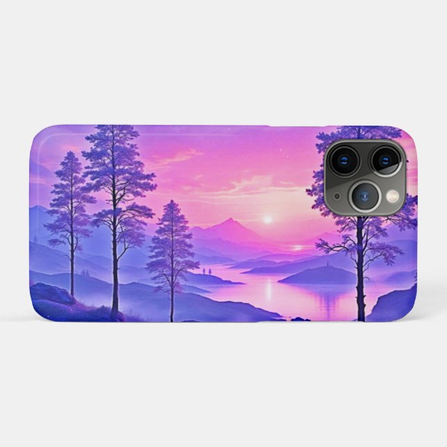 Capa Para iPhone 11 Pro Arte de Paisagem Roxa (Verso (horizontal))