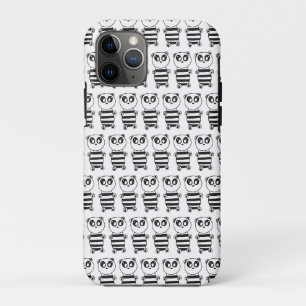 Capa Para iPhone 11 Pro Arte de Panda Preto e Branco Divertida