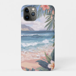Capa Para iPhone 11 Pro Arte de Praia Flores Havaí