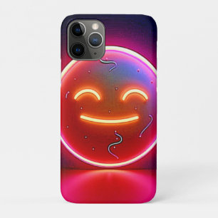Capa Para iPhone 11 Pro Arte de Rosto Feliz com Brilho Neon
