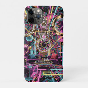 Capa Para iPhone 11 Pro Arte de Sala de Luxo Psicodélica Neon