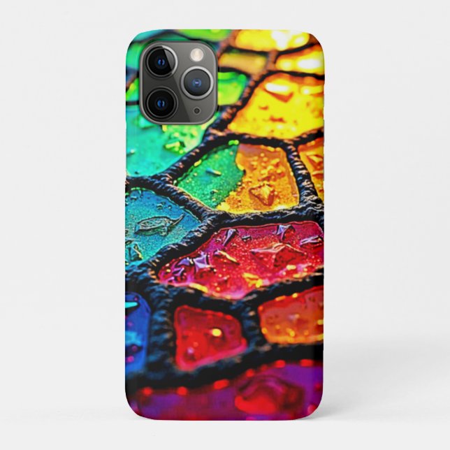 Capa Para iPhone 11 Pro Arte de Vidro Manchado Arco-Íris de Perto (Verso)