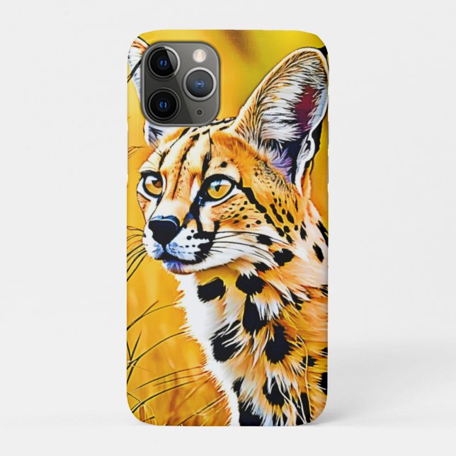 Capa Para iPhone 11 Pro Arte do Serval Africano (Verso)