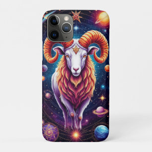 Capa Para iPhone 11 Pro Arte do Zodíaco Celestial com Áries Cósmico
