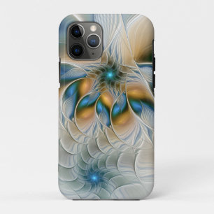Capa Para iPhone 11 Pro Arte Fractal, Abstrato Fantasia, Com Azul