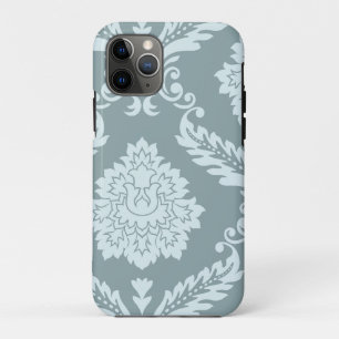 Capa Para iPhone 11 Pro Arte Rococó Damask I Azul Ovo de Pato+Turquesa