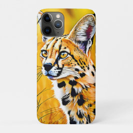 Capa Para iPhone 11 Pro Arte Serval Africana