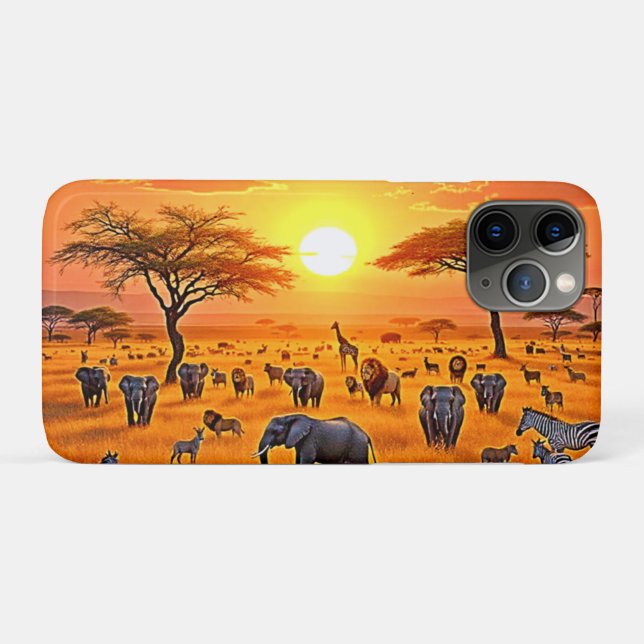 Capa Para iPhone 11 Pro Arte Sunset da savana africana (Verso (horizontal))