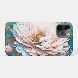 Capa Para iPhone 11 Pro Arte Teal Bloom rosa Dourada