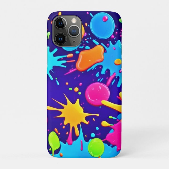 Capa Para iPhone 11 Pro Arte Vibrante de Salpicos de Tinta Neon (Verso)