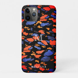 Capa Para iPhone 11 Pro Artsy Blue & Orange | Monograma e Na moda de seu n