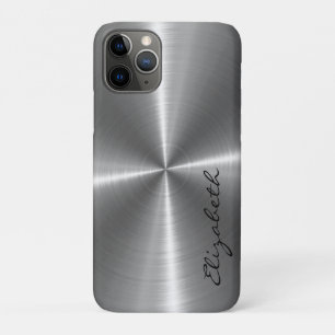 Capa Para iPhone 11 Pro Aspecto de aço inoxidável cromo