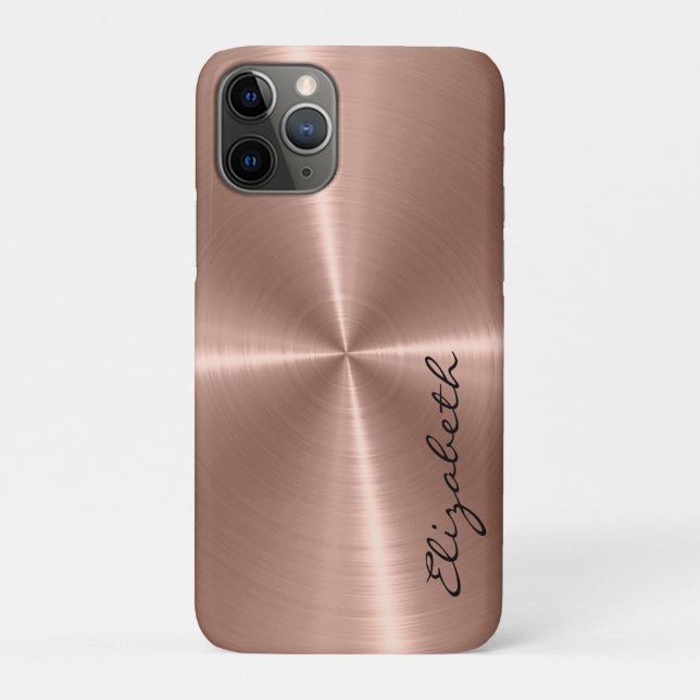 Capa Para iPhone 11 Pro Aspecto de metal de aço inoxidável em bronze (Verso)