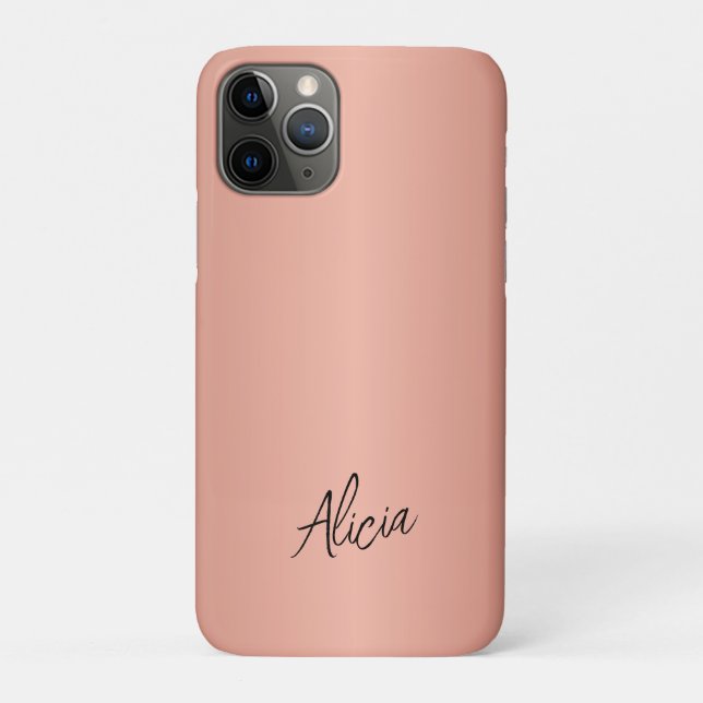Capa Para iPhone 11 Pro Assinatura personalizada de nome em rosa dourado f (Verso)