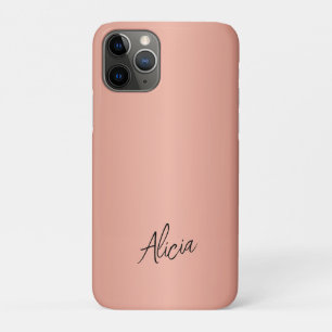 Capa Para iPhone 11 Pro Assinatura personalizada nome rosa dourado feminin