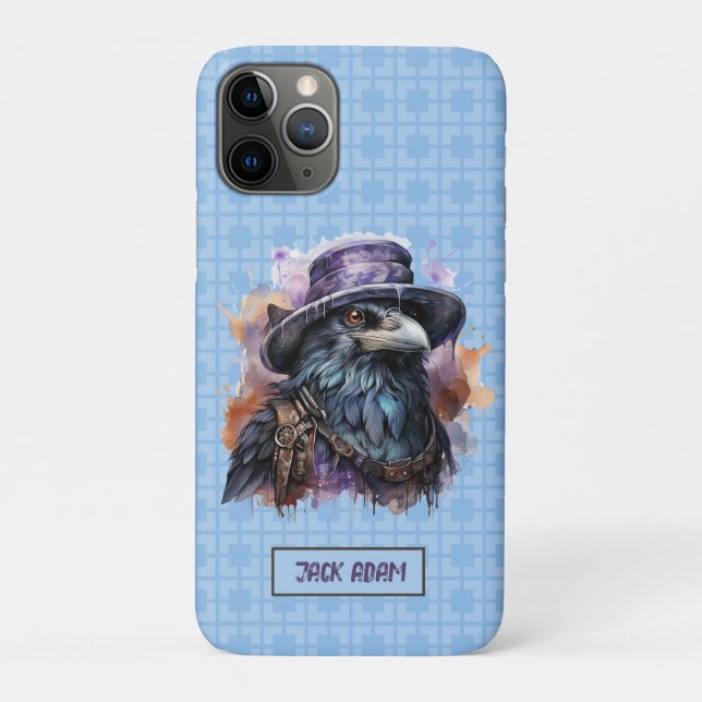 Capa Para iPhone 11 Pro Assistente de Aquarelas Raven Bird Personalizar No (Verso)