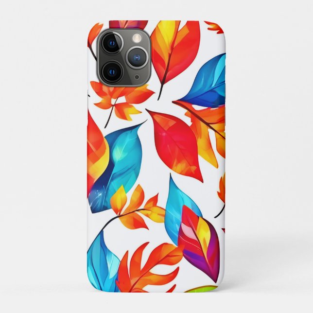 Capa Para iPhone 11 Pro Autumn Deixa o padrão Abstrato (Verso)