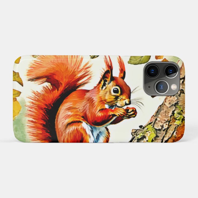 Capa Para iPhone 11 Pro Autumn Squirrel Art (Verso (horizontal))
