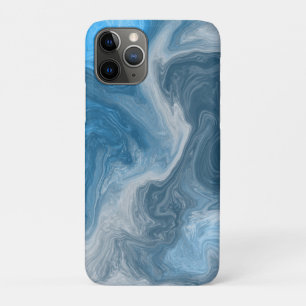 Capa Para iPhone 11 Pro Azul e Branco Marble Água como Arte Fluida