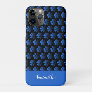 Capa Para iPhone 11 Pro Azul Floral Personalizado