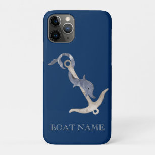 Capa Para iPhone 11 Pro Azul Marinho de golfinho com ancoragem náutica