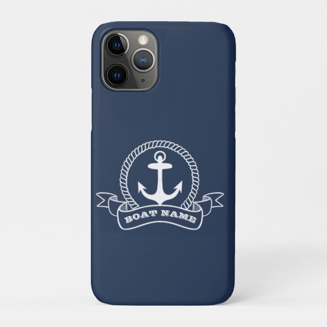 Capa Para iPhone 11 Pro Azul Marinho de nome do navio ancorado náutico (Back)